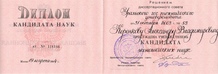 Диплом кандидата экономических наук 1975-1991